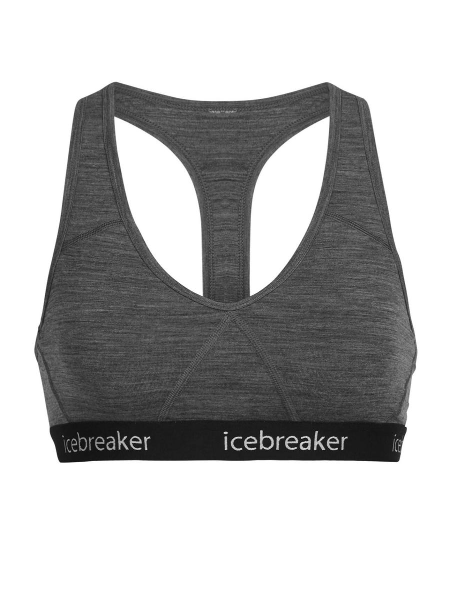 Women's Icebreaker Merino Sprite Racerback Bras Gritstone Heather | CA 1133QMAZ